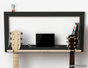 FLÄPPS GUITARHÄNG 80x40-1 - BLACK - Folding plywood wall shelf _ ambivalenz