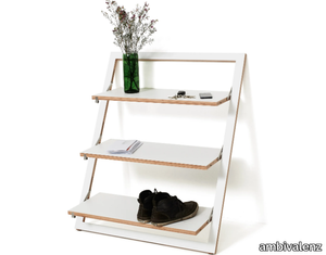 FLÄPPS LEANINGSHELF - WHITE - Plywood shelving unit _ ambivalenz