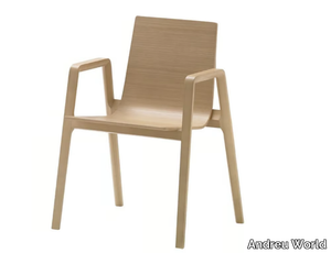 LINEAL SO0761 - Oak chair with armrests _ Andreu World