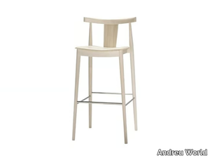 SMILE BQ0338 / BQ0349 - High beech stool with integrated cushion with footrest _ Andreu World