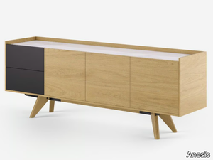 TRAVA - Solid wood sideboard with doors _ Anesis