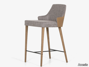 LILA PLUS - Upholstered ash barstool with footrest _ Anesis