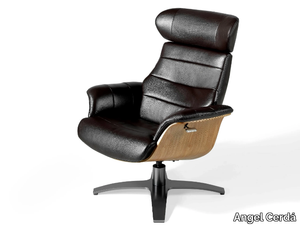 5034 - Recliner leather armchair with armrests with 4-spoke base _ Angel Cerdá