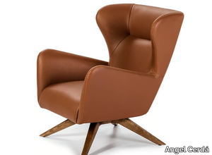 5038 - Swivel trestle-based Imitation leather armchair with armrests _ Angel Cerdá