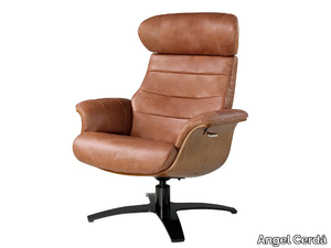 5083 - Recliner leather armchair with armrests with 4-spoke base _ Angel Cerdá