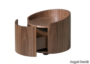 7130 - Round wood veneer bedside table with drawers _ Angel Cerdá