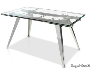 1005 - Extending glass and steel dining table _ Angel Cerdá