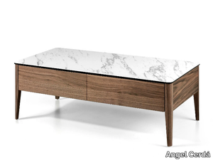 2049 - Rectangular low walnut coffee table with storage space _ Angel Cerdá