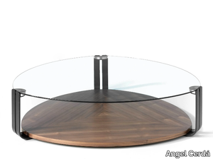 2055 - Round wood and glass coffee table with storage space _ Angel Cerdá