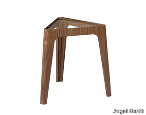 2106 - Triangular wood and glass high side table _ Angel Cerdá