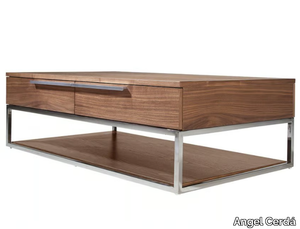 2114 - Rectangular low wood veneer coffee table with storage space _ Angel Cerdá