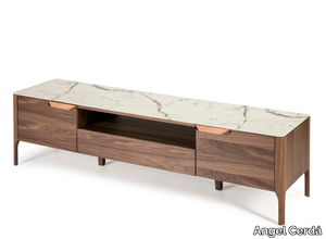 3078 - Low wood veneer TV cabinet with doors _ Angel Cerdá