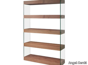 3091 - Open double-sided wood and glass bookcase _ Angel Cerdá