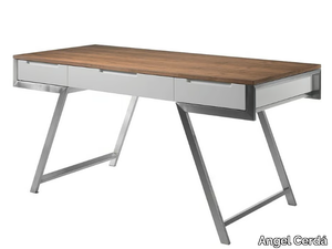 3134 - Rectangular stainless steel and wood writing desk with drawers _ Angel Cerdá