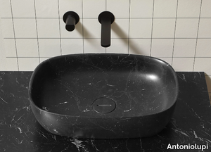 SENSO - Oval countertop Nero Marquina marble washbasin _ Antoniolupi