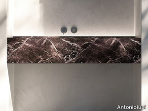 STREET - Rectangular wall-mounted Rojo Levanto marble washbasin with integrated countertop _ Antoniolupi