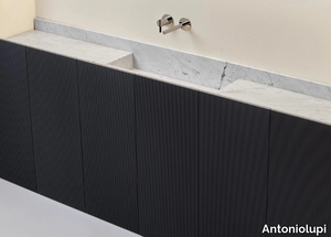 STREET - Rectangular wall-mounted Carrara marble washbasin with integrated countertop _ Antoniolupi