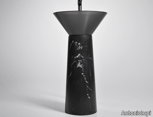 ALBUME11 + ALBUME21 - Round freestanding Nero Marquina marble washbasin _ Antoniolupi