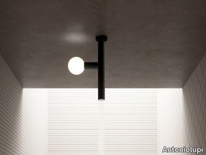 APOLLO 03 - Ceiling mounted brass overhead shower with built-in lights _ Antoniolupi