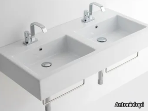 RELIGIO - Double rectangular ceramic washbasin _ Antoniolupi