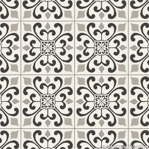 CushionStep | B3383Amador Medallion Vinyl Sheet - Heirloom Gray