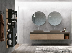 LINEA 05 - Wooden vanity unit with mirror _ Archeda