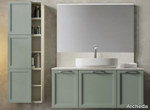 SETA 06 - Wall-mounted wooden vanity unit with mirror _ Archeda