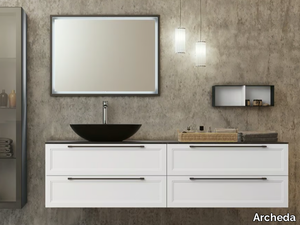 SETA 07 - Wall-mounted wooden vanity unit with mirror _ Archeda