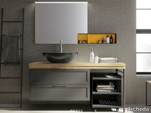 SETA 08 - Wooden vanity unit with mirror _ Archeda