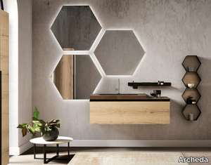 SIDE 04 - Wall-mounted vanity unit with drawers with mirror _ Archeda