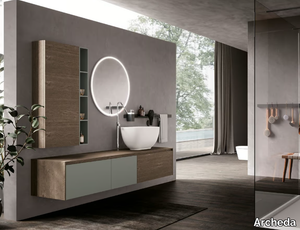 TULLE 02 - Wooden vanity unit with mirror _ Archeda