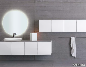 BOMBO 04 - Single wooden vanity unit with mirror _ Archeda