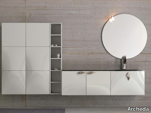 BOMBO 06 - Single wooden vanity unit with mirror _ Archeda