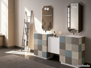 DECÒ 03 - Floor-standing wooden vanity unit with mirror _ Archeda