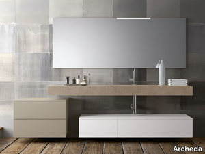 ESSENZE 25 - Wall-mounted wooden vanity unit with drawers _ Archeda