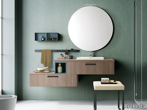 LIGHT 08 - Single wall-mounted vanity unit with drawers _ Archeda