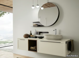 SETA 05 - Wall-mounted wooden vanity unit with mirror _ Archeda