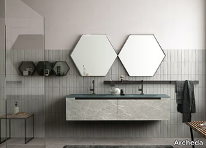 SIDE 07 - Wall-mounted vanity unit with drawers with mirror _ Archeda