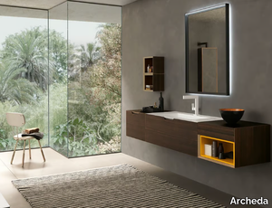 QUARANTA5 01 - Wooden vanity unit with mirror _ Archeda