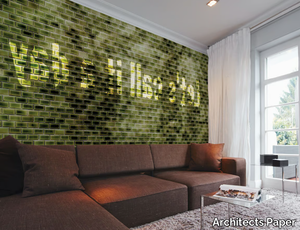 GREEN / BLACK / BROWN TILES - Brick effect washable nonwoven wallpaper _ Architects Paper