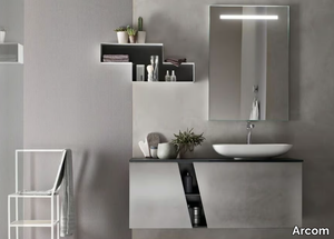 POLLOCK - COMPOSIZIONE 80e - Wooden vanity unit with mirror _ Arcom