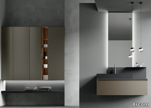 RAIL - COMPOSITION GOLA 04 - Single wall-mounted vanity unit with cabinets _ Arcom