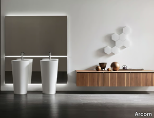 DAFNE - COMPOSITION 05 - Double wall-mounted wooden vanity unit with mirror _ Arcom