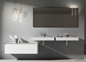 DAFNE - COMPOSITION 02 - Double wall-mounted wooden vanity unit with mirror _ Arcom