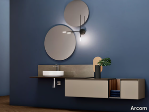 DAFNE - COMPOSITION 03 - Wall-mounted wooden vanity unit with mirror _ Arcom