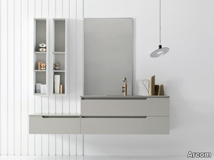 GOLD - COMPOSIZIONE 11 - Sectional wall-mounted wooden vanity unit with drawers _ Arcom