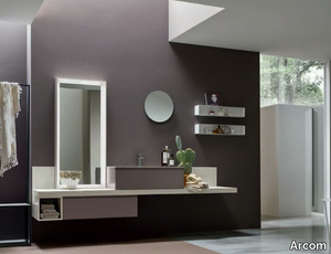 SOUL - COMPOSITION 08 - Single oak vanity unit with mirror _ Arcom