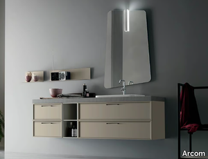 VANITY - COMPOSITION 04 - Wall-mounted wooden vanity unit with drawers _ Arcom