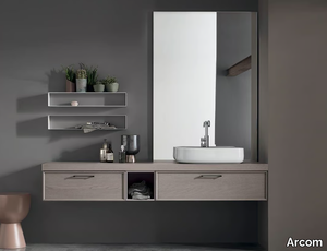 VANITY - COMPOSITION 02 - Wall-mounted wooden vanity unit with drawers _ Arcom