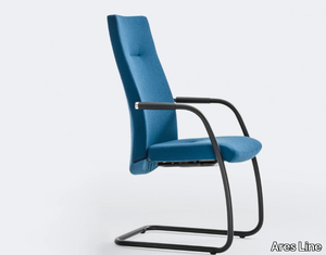TRENDY - Cantilever upholstered leather chair with armrests _ Ares Line